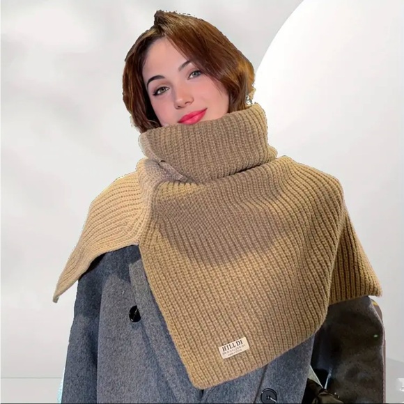 Split Shawl Knit Scarf two tone color - Picture 3 of 8